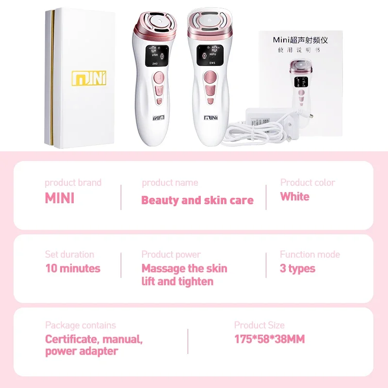 Novo mini máquina ultrassônica hifu ems micro corrente instrumento de beleza facial endurecimento cuidados com a pele ferramenta anti-rugas