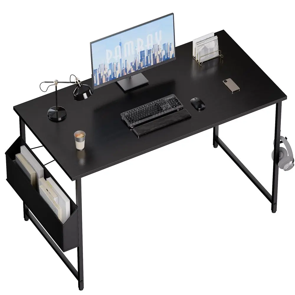 

47 Inch Computer Desk for Small Spaces with Storage Bag, Home Office Work Desk with Headphone Hook, Small Office Desk Study Wri