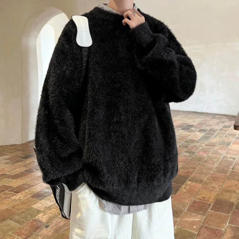 

Men's Sweater Autumn Winter New Japanese Retro High-end Knitted Loose Casual Lazy Style Soft Yarn Sweater