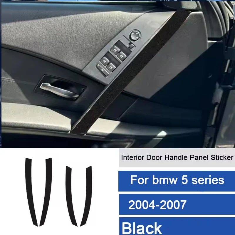 

For BMW E60 5 Series 04-07 Door Handle Panel Cover Black Carbon Fiber Door Pull Handle Sticker Interior Decoration Accessories