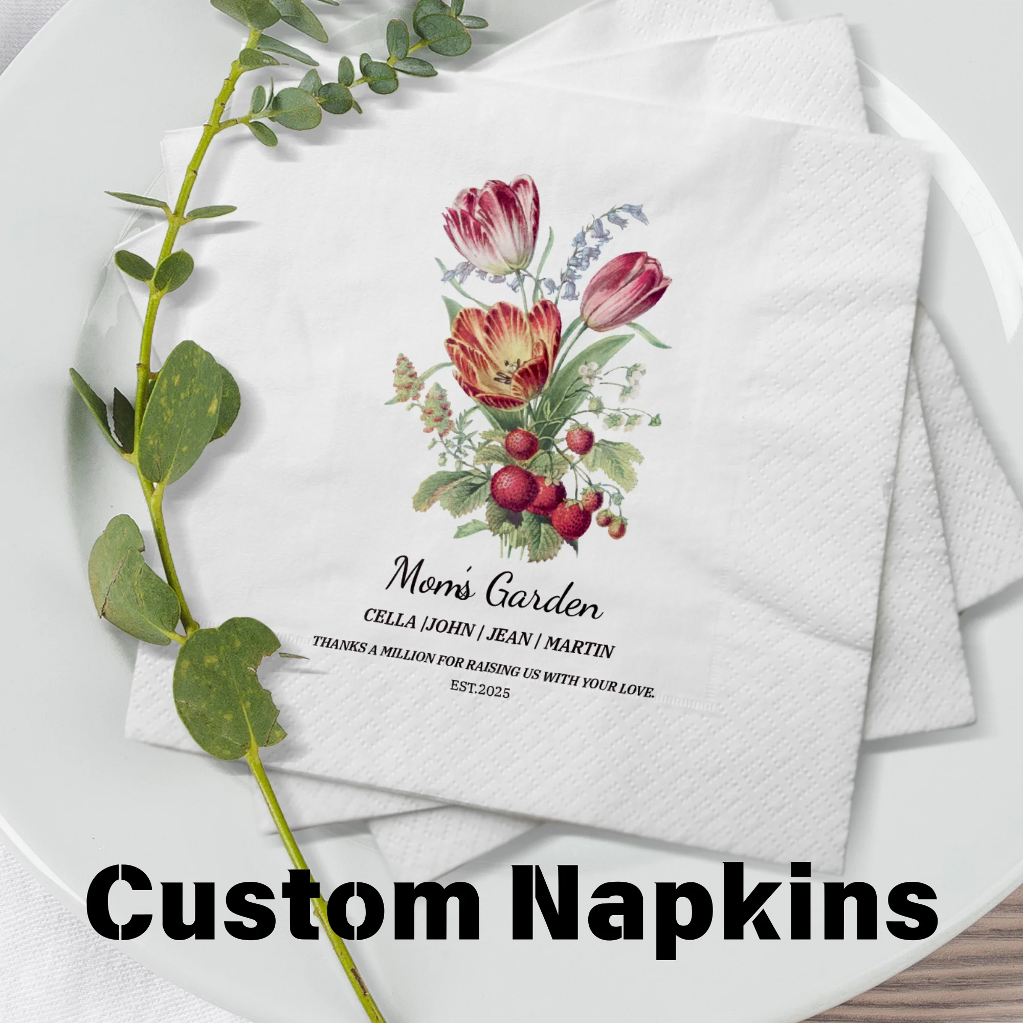 

Персонализированные бумажные салфетки ко Дню матери, 50-500 шт., салфетки с монограммой на заказ для свадьбы, коктейля, вечеринки, юбилея, декор