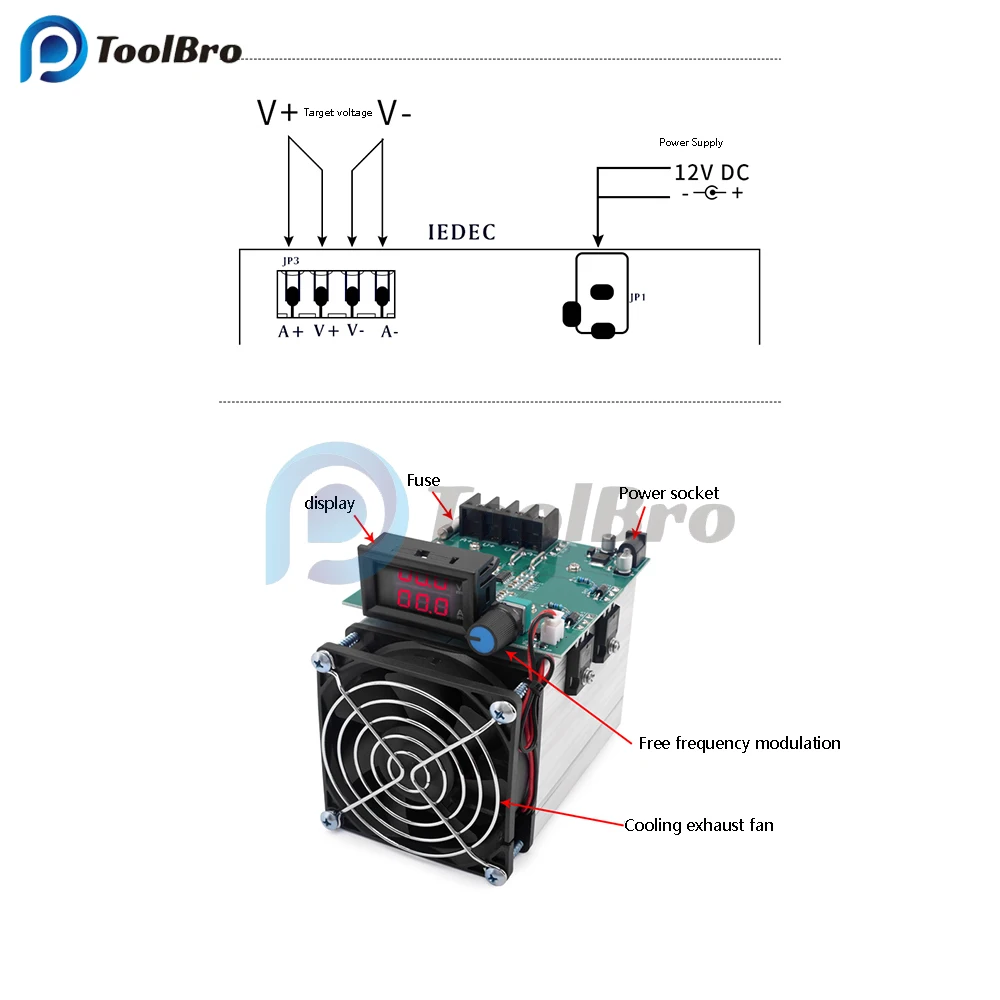 Imagem -03 - Indicador de Bateria Teste de Envelhecimento com Led Voltímetro Digital Amperímetro Ventilador Dissipador de Calor 250w 020a 12v