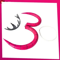 Game Hazbin Cosplay Anime Hotel Lilith Cosplay Head Crown Ring Halo Demon Horns Cosplay Props for Halloween Christmas Party