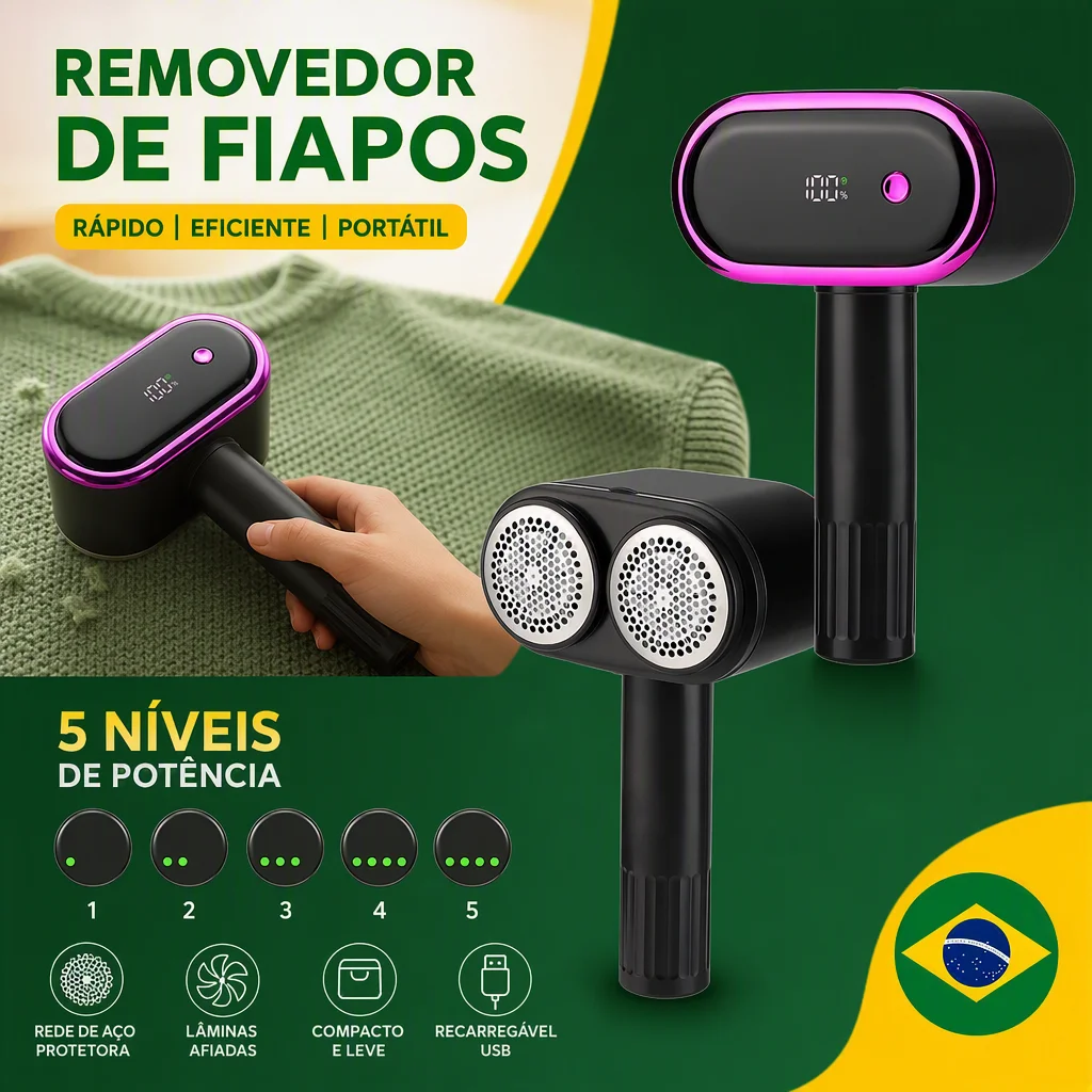 Papa Bolinhas Elétrico Cabeça Dupla 5 Velocidades Tela Digital Recarga Type C para Suéter Casaco Sofá Roupas