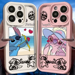 Cute Disney Stitch Angel Lovers Case for Samsung Galaxy S24 S23 S22 S21 Ultra Plus FE A54 A34 A14 A73 A53 A33 5G Silicone Capa