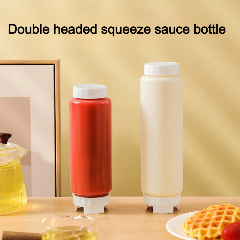 1PC double-sided squeeze bottle cheese salad chocolate tomato sauce bottle leak proof double head squeeze bottle 