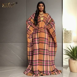 WINYI nowa sukienka kimono maxi caftan dla kobiet kardigan nadruk w szkocką kratę przyjęcie sukienka z peleryną świąteczne kimono moda abaya długi płaszcz