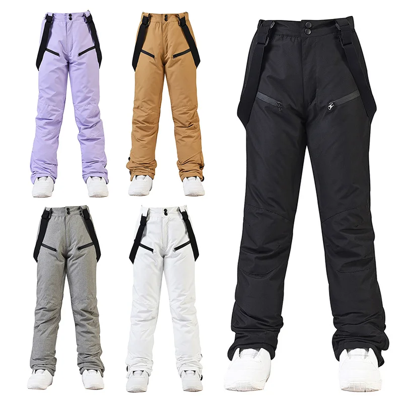 -30 ℃ Ski Strap Pants for Warm and Thick Waterproof Workwear men and women Single board double board ski pants