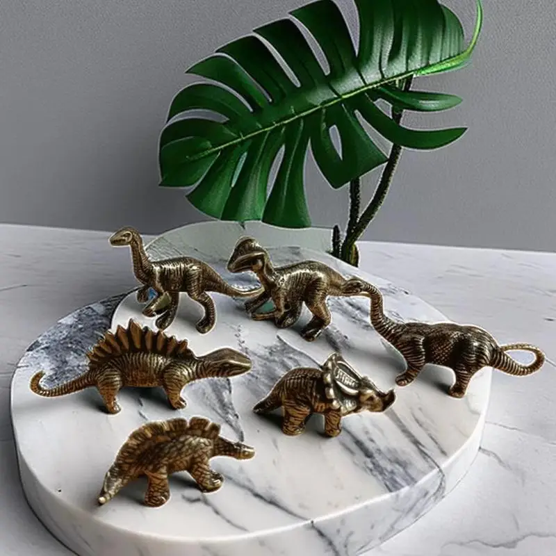 Mini Alloy Dinosaur Vintage Finish Fine Carving For Home Decor Kids Gifts Dino Fans