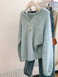 Women's Sweater Autumn Winter New Lazy Style Knit Pullover Fashion Loose Versatile Warm Knitwears Sweater Female Tops