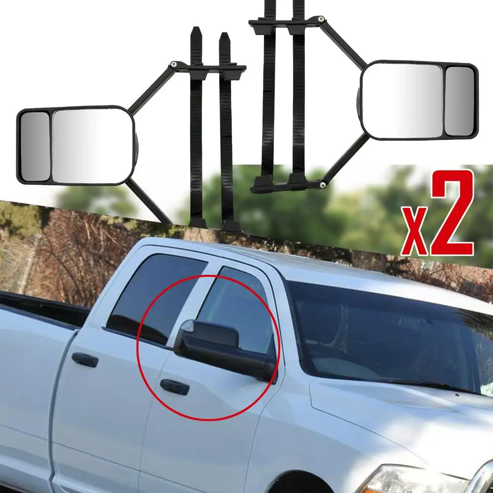 2Pcs 90° Rotate Convex Car Tow Mirror Aerodynamic Trailer Van Caravan Rearview Towing Mirrors Extension Universal Blind Spot Kit