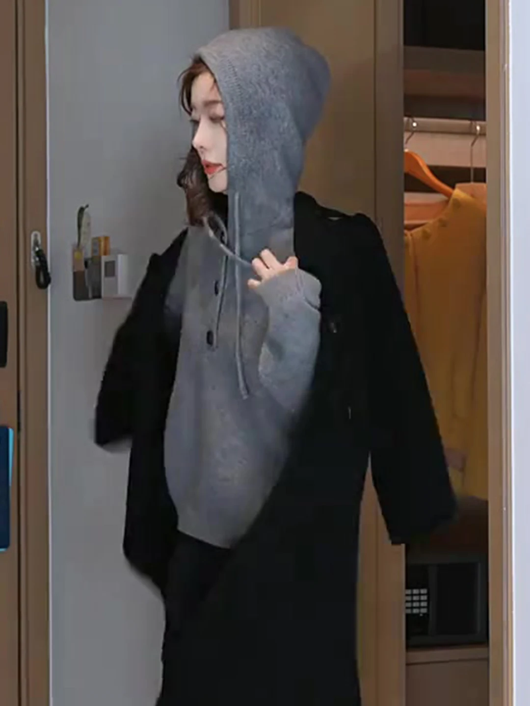 

Donna Women's Korean Sle Casual Loose Fit Hoodie Knitwear Bla Oversized Lazy Sle Sweater Autumn Winter New Arrival