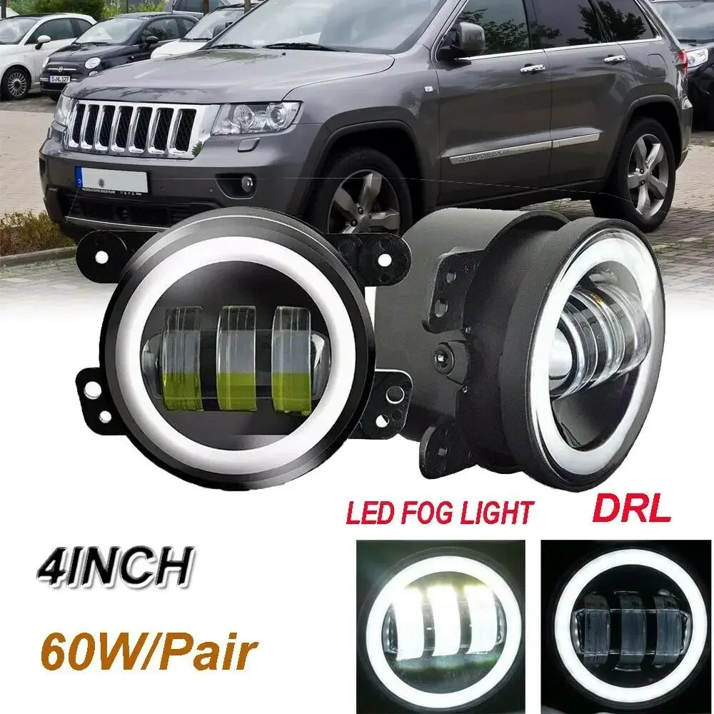 2Pcs 3.5/4 Inch 12V 24V LED Passing Spot Fog Lights White DRL Amber Turn Signal Lamp For Jeep Wrangler Dodge Journey Magnum