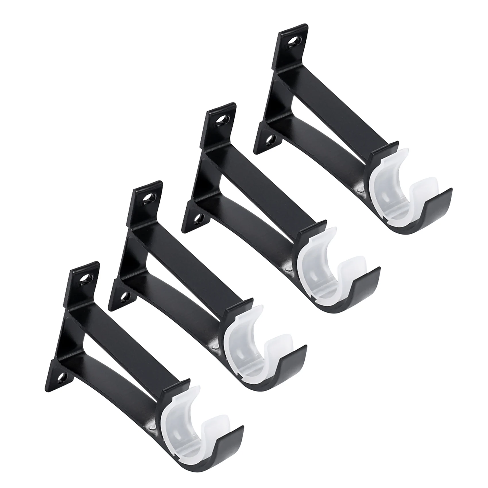 4 Pack Single Curtain Rod Brackets for Drapery Rod Aluminum Alloy Heavy Duty Curtain Rod Holders (Black)