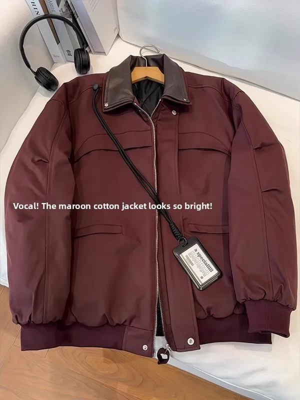 الأحمر الطيران Jaet القطن عمال الرجال الشتاء Thiened الدفء الأمريكية الرجعية طوق الرجال Faion ملابس خارجية معطف Jaet #2