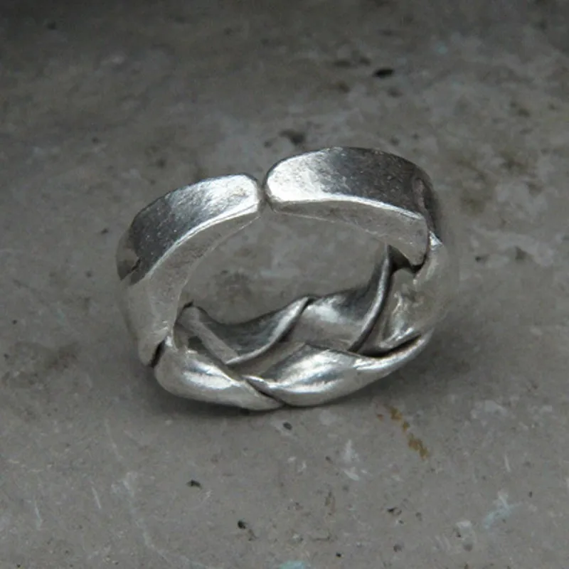 BOCAI NEW S925 Silver Jewelry Handmade Thailand Domineering Tail Ring For Men and Women Weave Restoring Ancient Ways