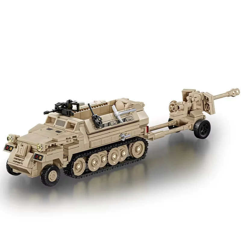 Army Military Soldier SWAT Semi-Track Armored Vehicle Trailer, Assembled Home Décor Pieces, Ideal for Gifts.