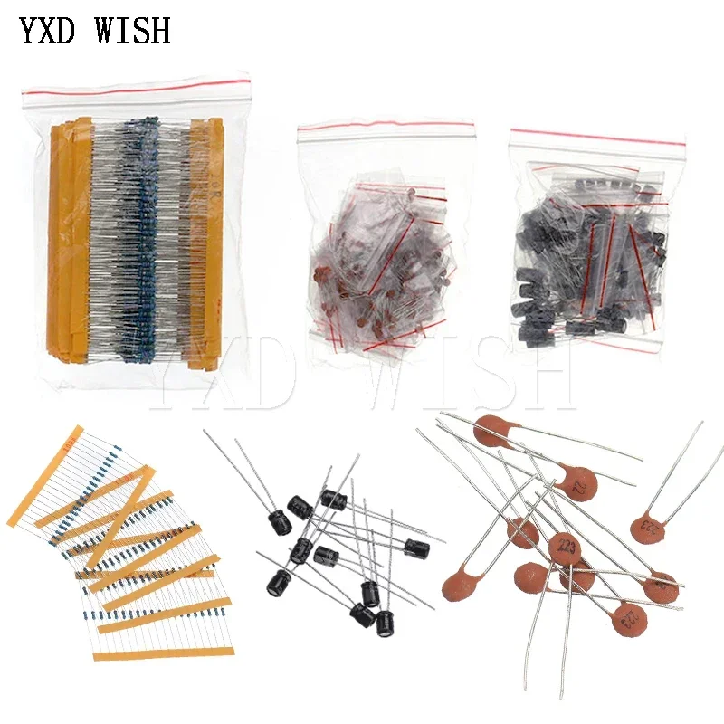 Metal Film Resistor Assortment Kit Led Diodes Electrolytic Capacitor Ceramic Set Transistor Pack Electronic Components Diy Kits
