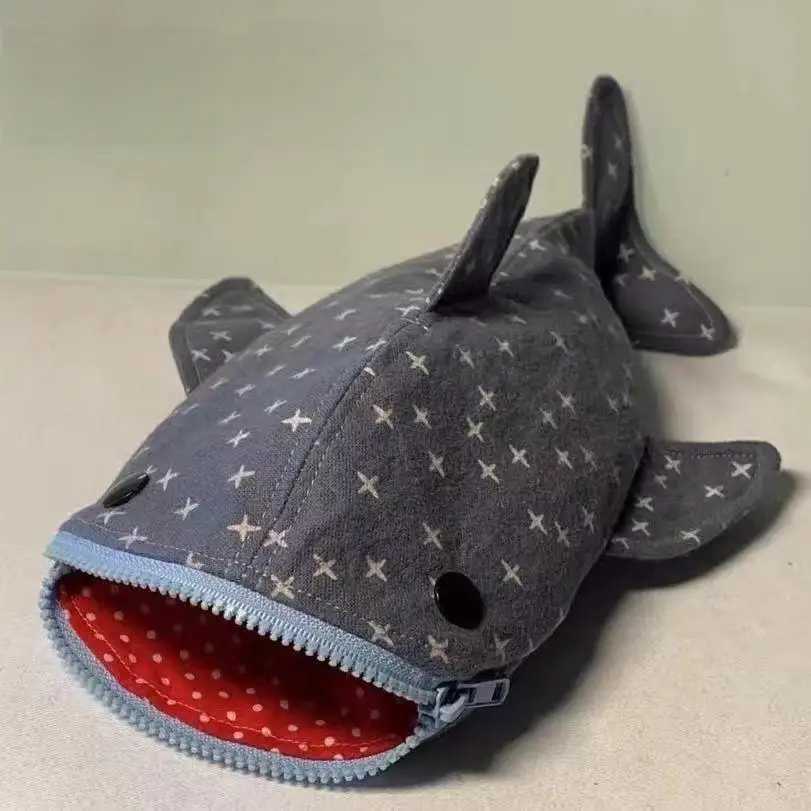 Shark Pencil Case,Shark mouth zipper Pencil Pouch Cute Shark Pencil,Special Idea canva Animal Stationery Pouch for Office Supply image 3