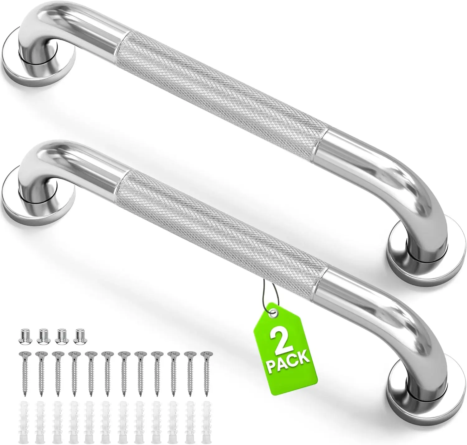 

16-Inch Grab Bars for Bathtub and Shower 2 Pack, Anti-Slip Stainless Steel Safety Handle for Seniors, Elderly, and Disabled