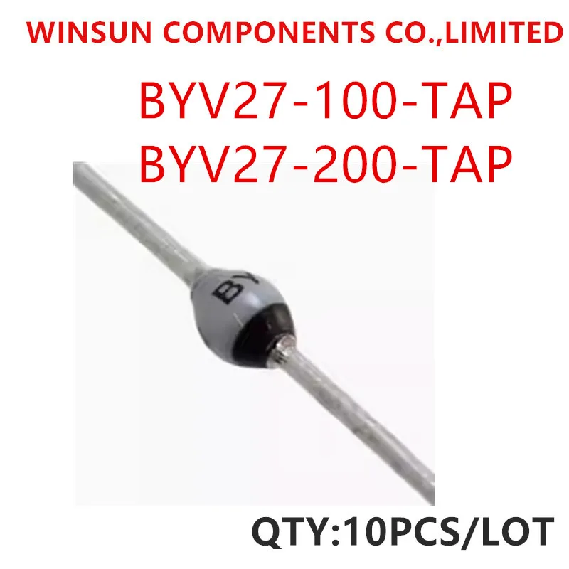 100% New Imported Original BYV27 BYV27-100-TAP BYV27-200-TAP SOD-57 High Speed Rectifier Diode