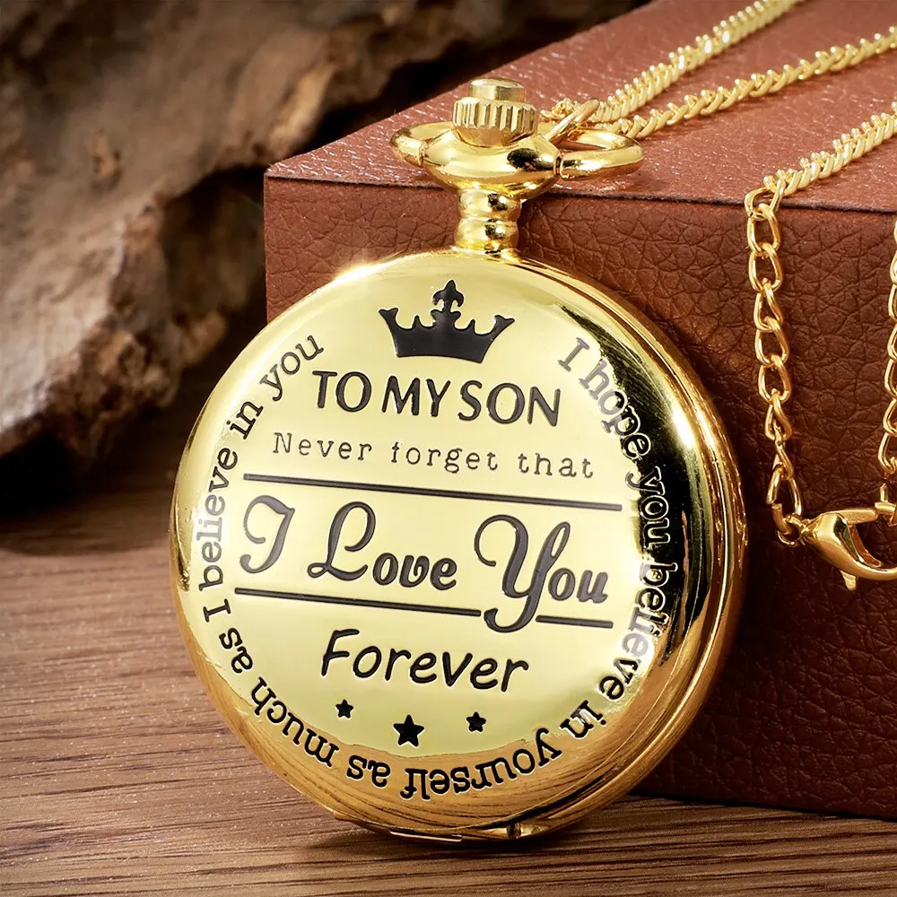 Antique Steampunk Vintage Roman Numerals Quartz Pocket Watch Gold Case Necklace Pendant Clock Chain Mens Women