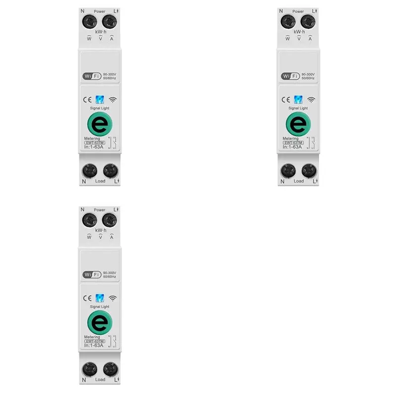 A93E-3X Ewelink 1P+N 63A 110V 220V WIFI Smart Switch Energy Meter Kwh Metering Circuit Breaker Timer Relay