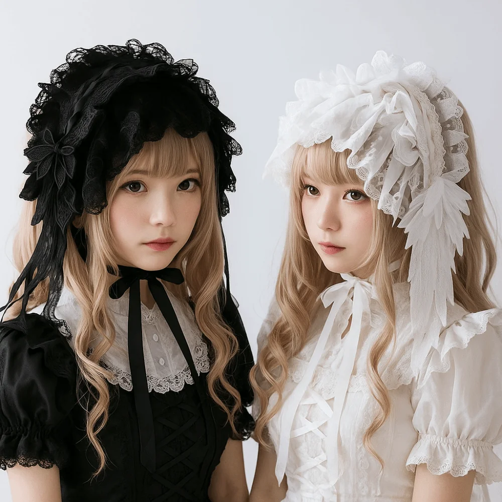 

Sweet Lolita Lace Headband Jk Ribbon Bow Ruffled Hairband Kawaii Hair Accessories Anime Maid Cosplay Headdress Cosplay Accessory