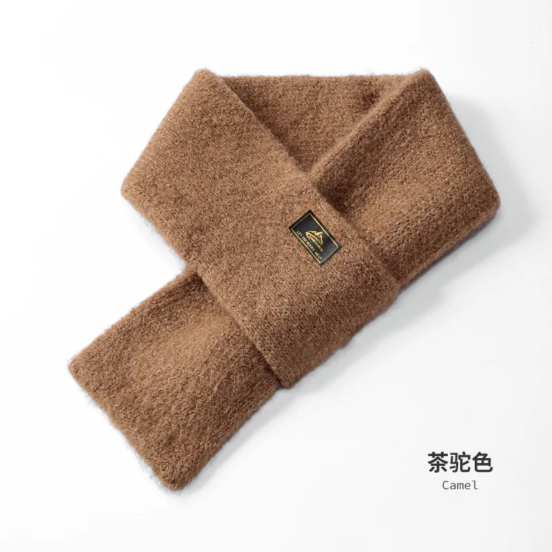 

Изысканный короткий вязаный шарф в японском стиле ретро, однотонный мужской зимний морозостойкий теплый плюшевый шарф