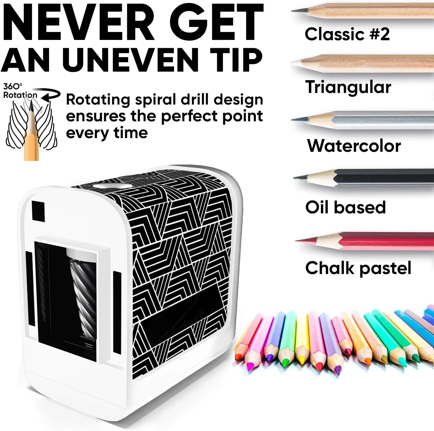 Electric Pencil Sharpener for Children School Office Use Battery Operated Can Sharpen No.2 And Colored Pencils