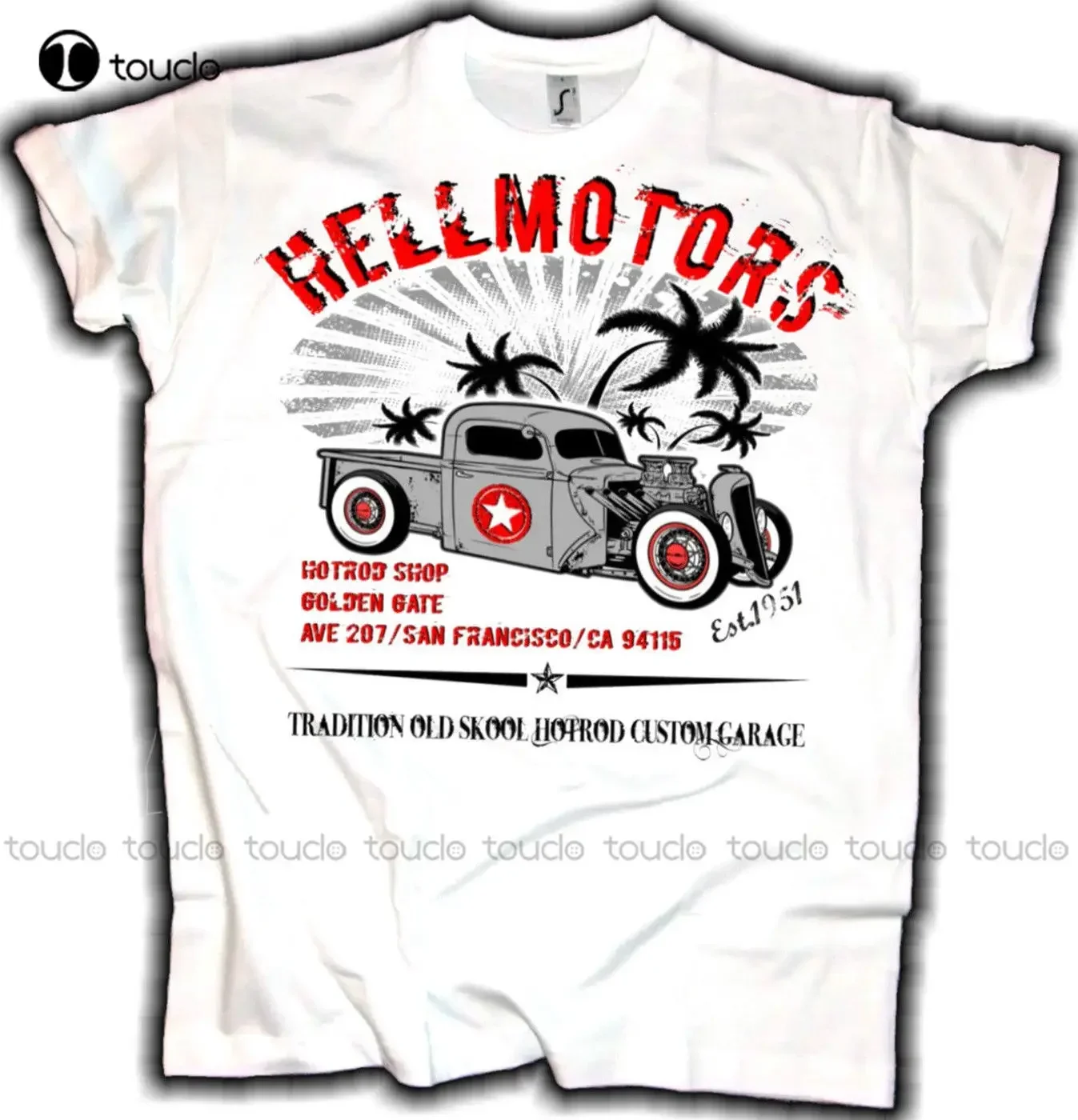 100% Cotton for Man Shirts Hot Rod T-Shirt Tiki Hula Oldtimer Hawaii Rockabilly Pin Up Tattoo Surfer Print Tee Shirts
