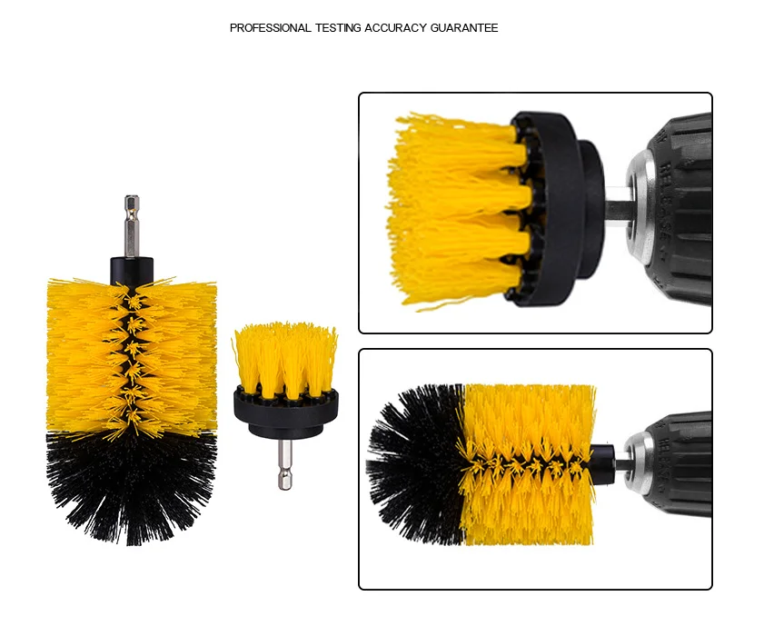 Round Plastic Brush Drill Kit Automatic Tyre Cleaning Tool For Bathroom Surfaces Floor Grout Carpet Kitchen Cleaning Brush