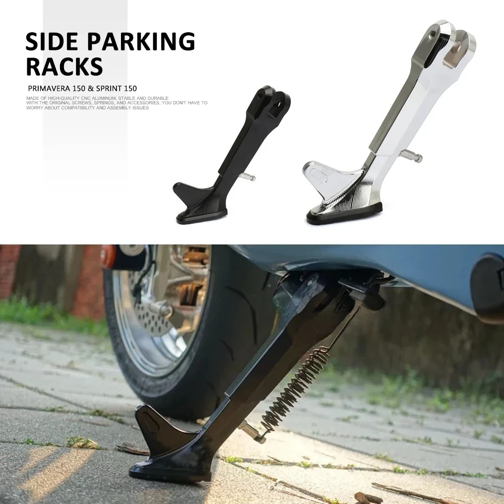 

For Vespa Sprint SPRINT 150 Primavera 150 New Accessories Black/Silver Kickstand Side Parking Rack Support Foot CNC Aluminum