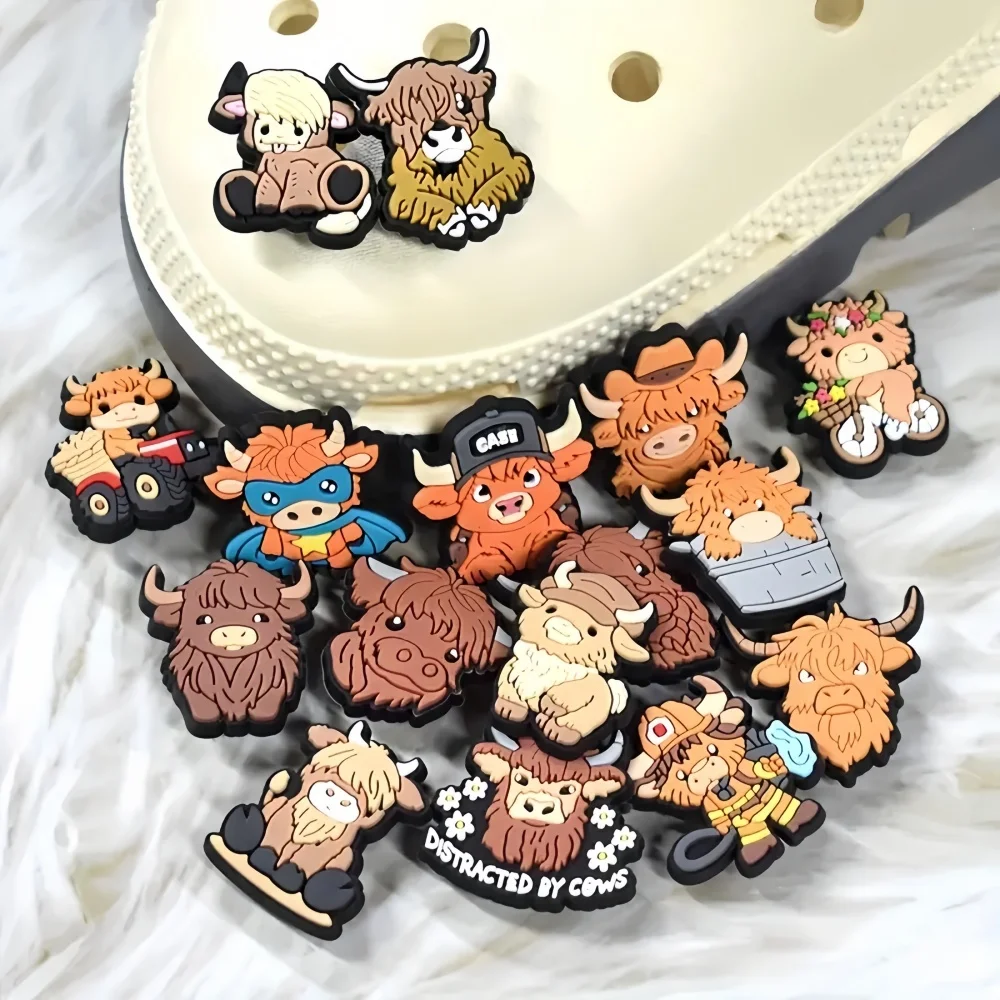 Hot Sale Pvc Ox Yak Cartoon Animal Shoe Charms Adorable Buffalo Garden Shoe Decorations Diy Shoe Accessories For Sandals Clogs