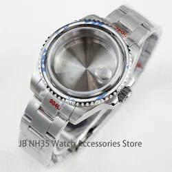 Diver-caja de reloj de 40mm, cristal de zafiro para NH34, NH35, NH36, movimiento SUB GMT Yacht Watch Mod, esfera de 28,5mm, pulsera de acero 904L