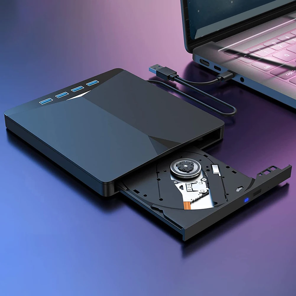 7-in-1 USB 3.0 TypeC External Mobile Drive CD DVD Burner High-Speed Plug-and-Play for PC Laptop Notebook