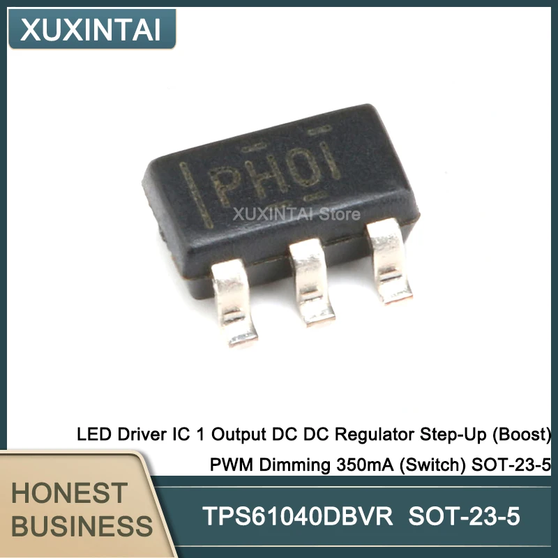 50Pcs/Lot  New Original TPS61040DBVR TPS61040 LED Driver IC 1 Output DC DC Regulator Step-Up (Boost) PWM Dimming 350mA  SOT-23-5