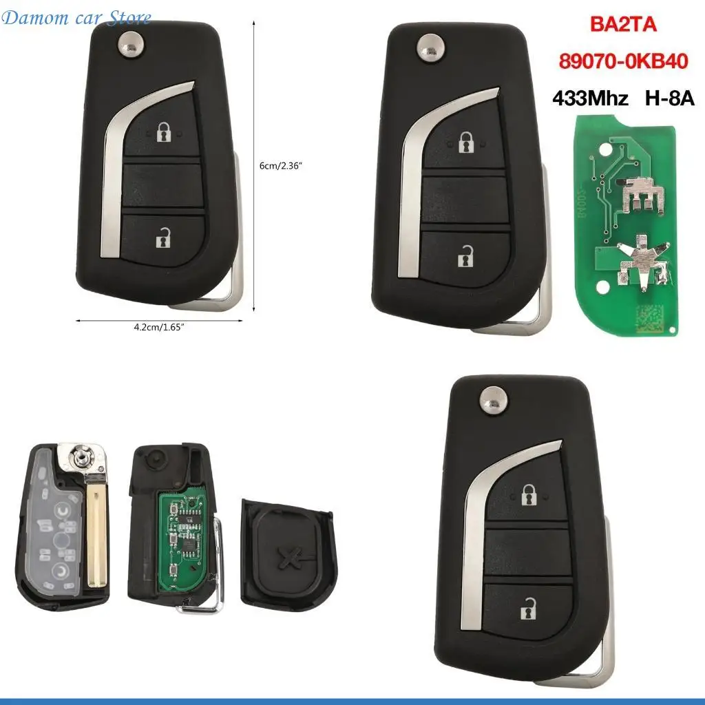 A2UC Remote Control 2 Buttons for Key Car Keyless Entry 434Mhz 89070-0KB40
