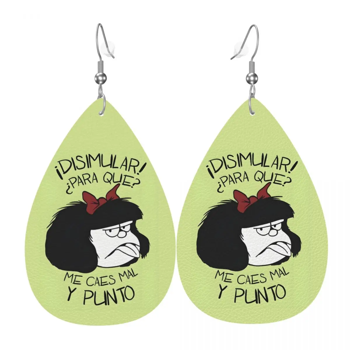 

Кожаные серьги из ПВХ в стиле аниме Mafalda, висячие серьги, ювелирные изделия для женщин, мультфильм Quino Manga для жены, подарок матери