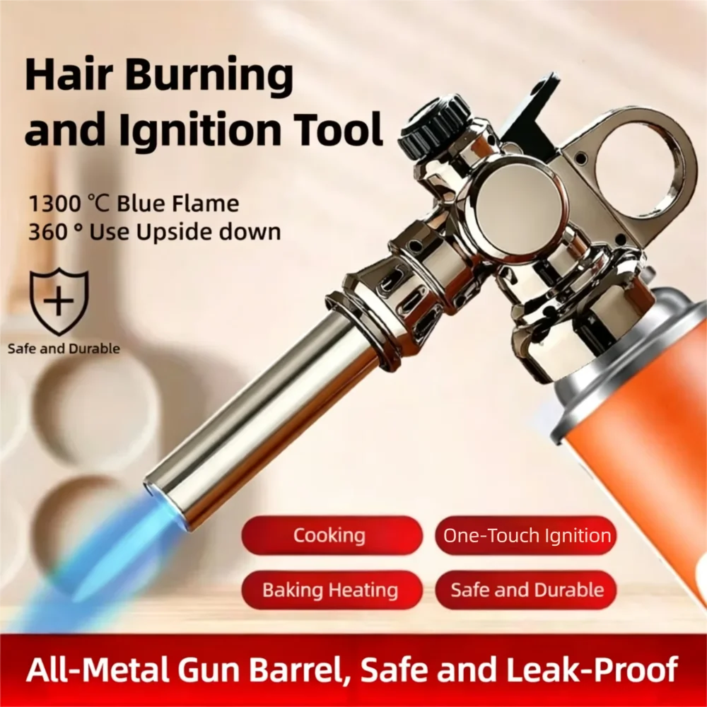 360° Reversible Butane Gas Torch Multipurpose High‑Temperature Flame Gun for BBQ, Charcoal Ignition, Meat Hair Removal & Cooking
