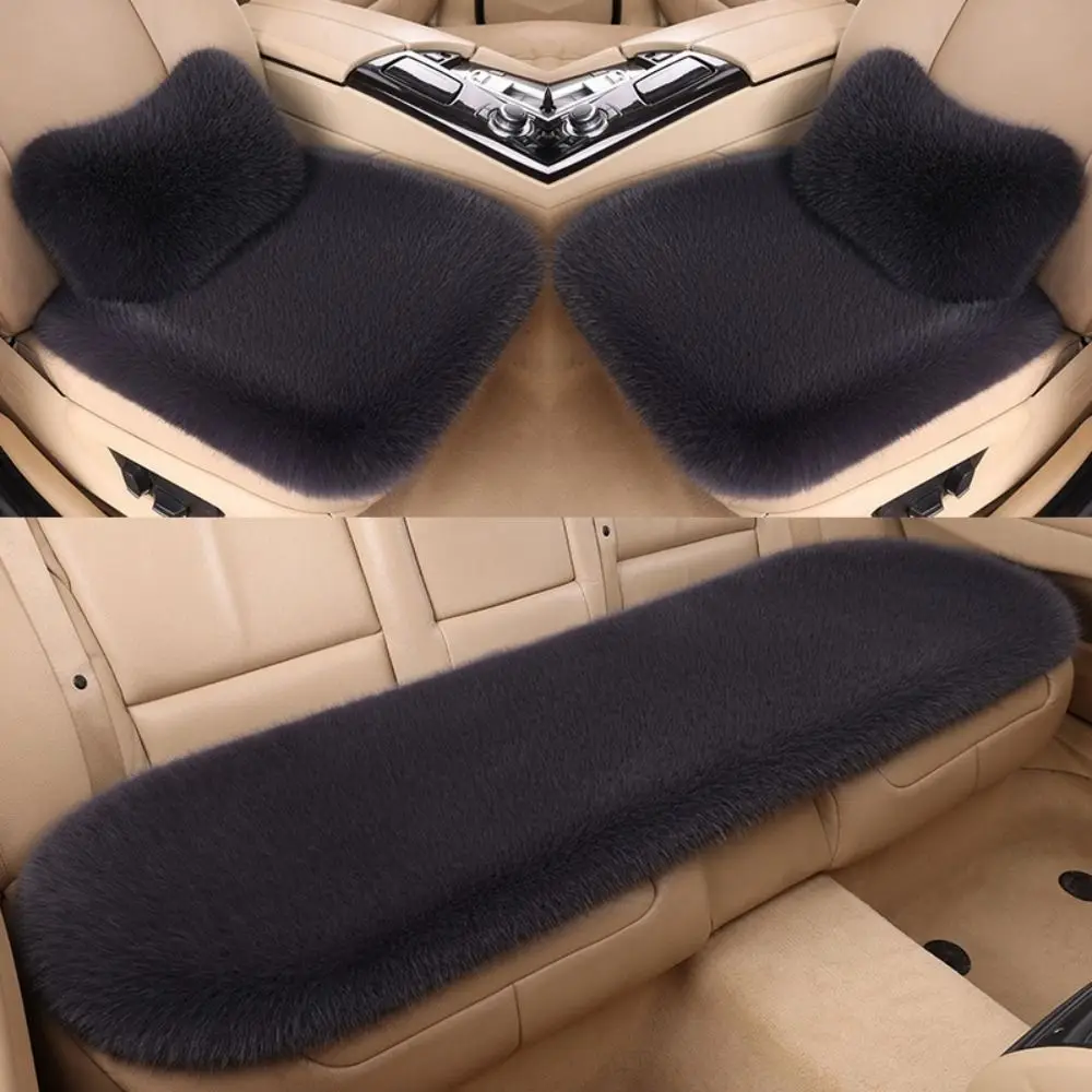 

Practical Warm Plush Car Seat Cover Thick Artificial Rabbit Hair Auto Seat Cushion Comfortable Car Seat Mat Front Rear