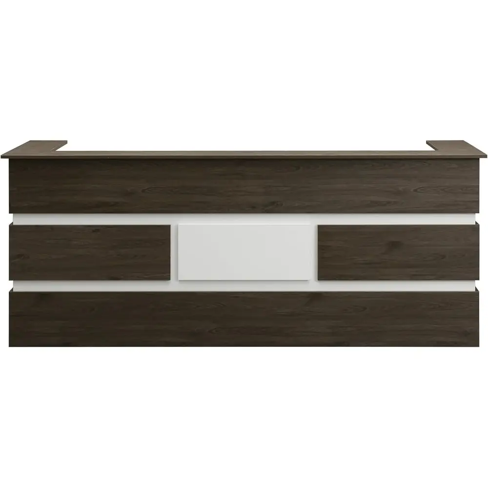 

Wooden 87 Office Desk with Drawers, Rails, and Chrome Handles | Cable Management | Custom Logo Option | Suitable for Salons, Spa