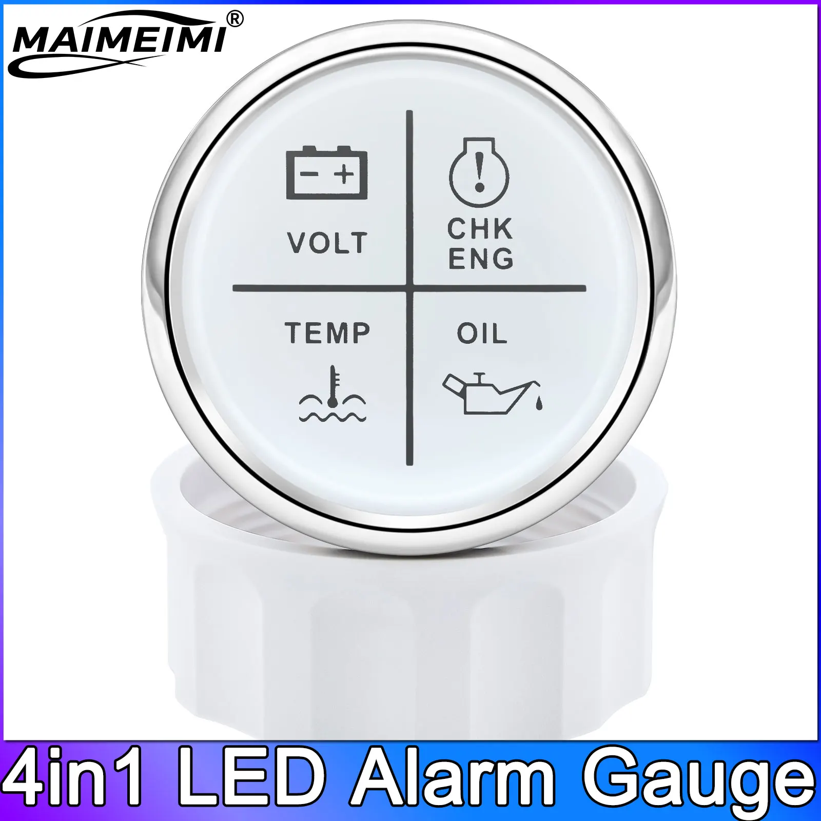 

4в1 52 мм светодиодный сигнальный датчик напряжения/пресса для масла/температуры воды/проверка индикатора сигнализации двигателя для автомобиля, лодки 12 В 24 В