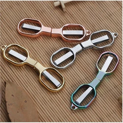 Stainless Steel Anti-rust Portable Folding Scissors Glasses Shaped Mini Shear Fishing Scissor For Home And Travel Camping Use