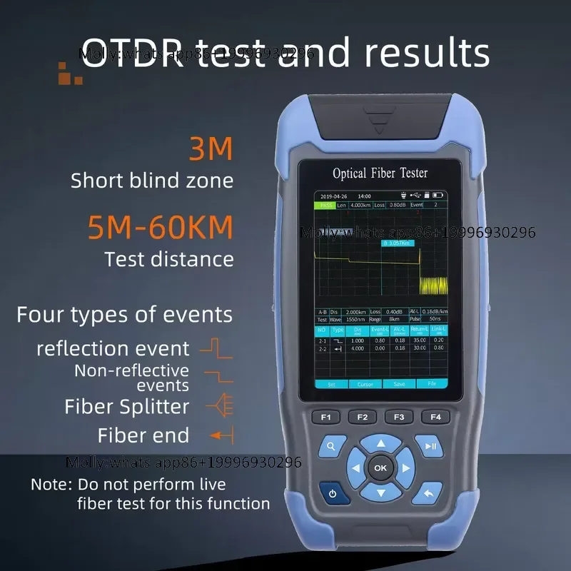 Mini OTDR Fiber Optic Reflectometer SC/UPC Connector with 9 Functions VFL OLS OPM Event Map Fiber Cable RJ45 Ethernet Tester