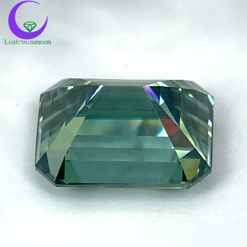 Batu Moissanite Biru Hijau Potongan Emerald Tidak Pernah Pudar dengan GRA VVS1 Permata Sintetis Lepas Lolos Tes Berlian Hadiah Natal
