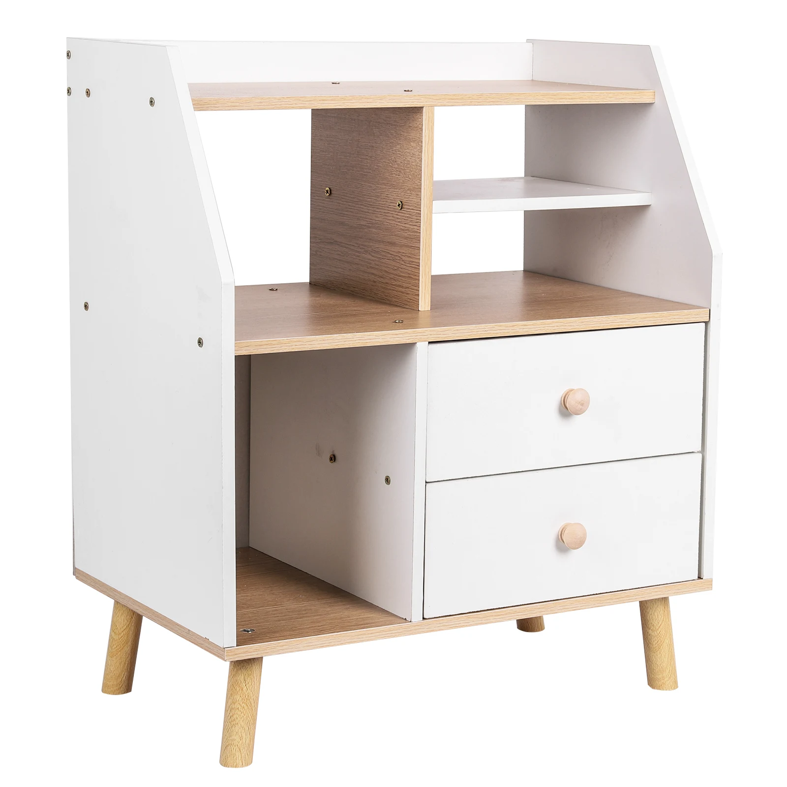 

Wooden Bedroom Bedside Cabinet with 2 Drawers Simple Bedside Storage Locker Nordic Bedside Storage Cabinet for Home Bedroom