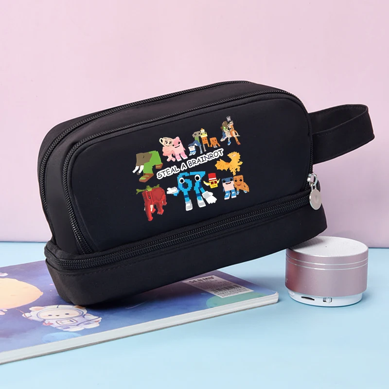 

Steal A Brainrot Game Cute Pencil Bag Anime Pen Case Large Capacity Stationery Storage Pouch Boy Student School Accessories Gift