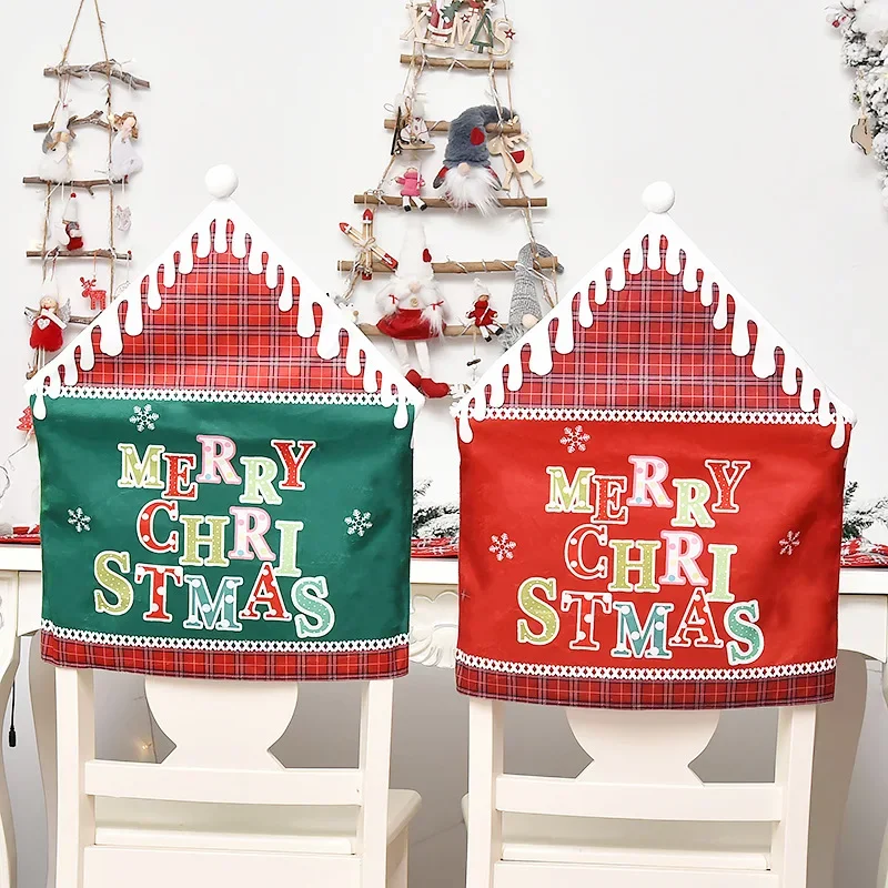 6/8pcs Merry Christmas Chair Covers Dining Room Xmas Decorations for Home Party Kitchen Banquet Hotel Decor