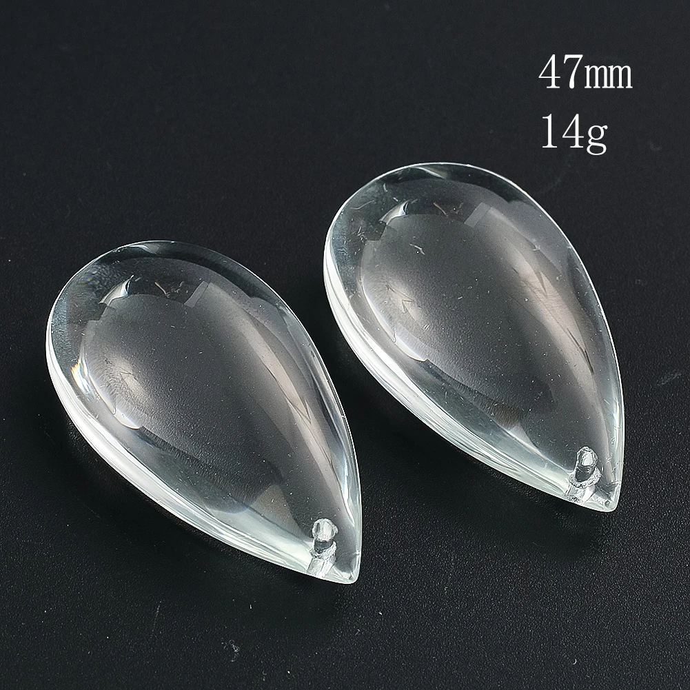 2PC 47mm Smooth Clear Water Droplet Faceted Prism Glass Teardrop Crystal Chandelier Lamp Lighting Parts Aurora Sun Catcher Decor